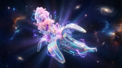 Cyberpunk Banana Cosmic Art
