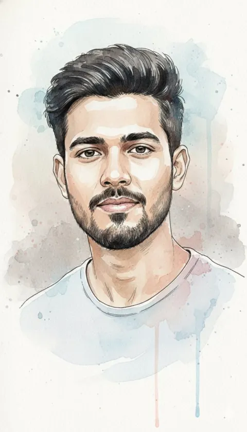 Watercolor Ink Portrait Art