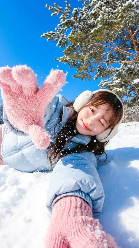 Snowy Playful Wink Close-Up