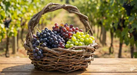 Grapes in Vine Basket