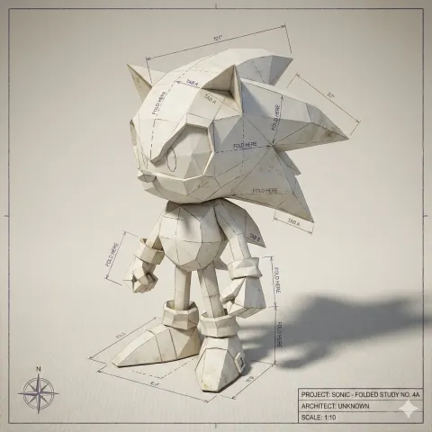 Hyper-Detailed Folded Paper Blueprint Art