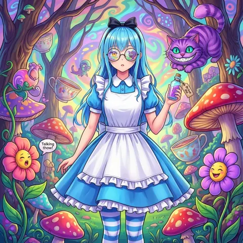 Wonderland Mushrooms and Cats