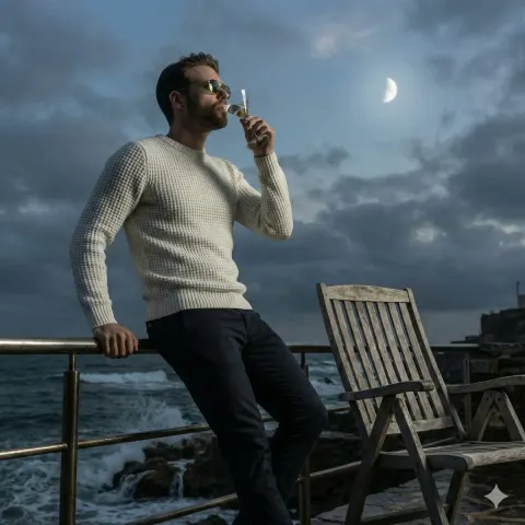 Melancholic Terrace Sip by Sea