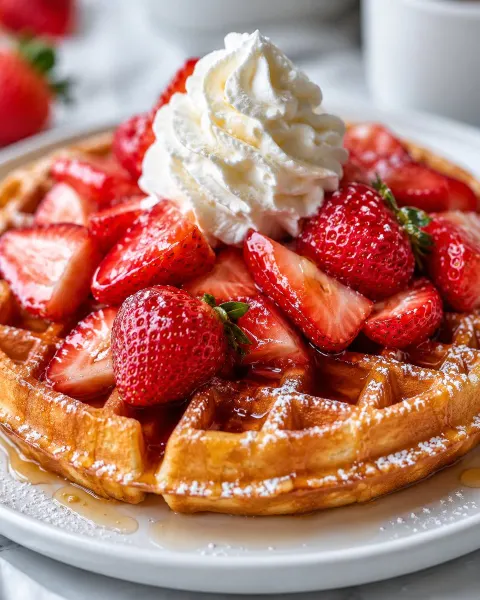 Delicious Strawberry Waffle