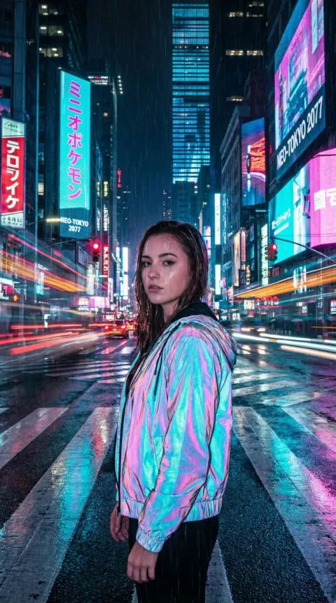 Cyberpunk Girl Night Scene