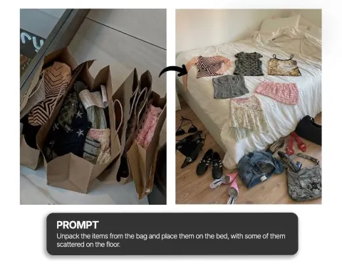 Unpacking Bag Items Scattered