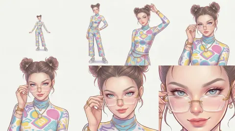 Six-Panel Character Perspective Study