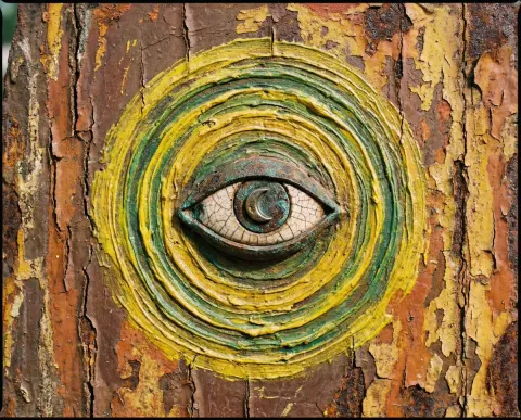 Mystical Eye With Crescent Moon