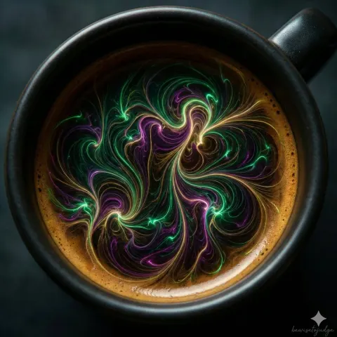 Living Coffee Microscopic Bioluminescent Fantasy