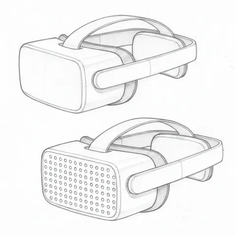 Minimalist Futuristic VR Headset Sketch