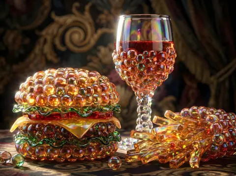 Bubble Burger Wine Art