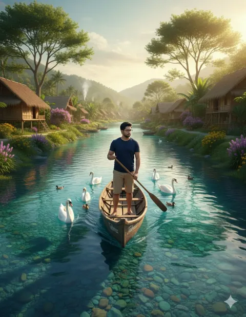 Serene Village River Boat Ride