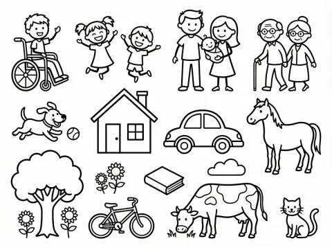 Black White Coloring Book Line Art