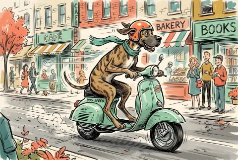 Great Dane Scooter Ride