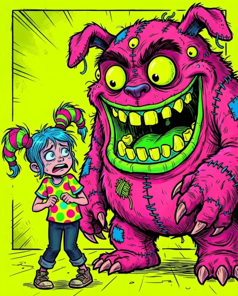 Neon Girl vs Stitched Monster
