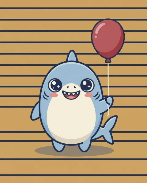 Cute Shark with Red Balloon
