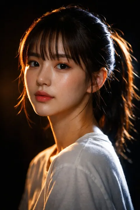 Cinematic K-Beauty Portrait in Dramatic Light