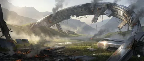 Crashed Orbital Ring Dawn