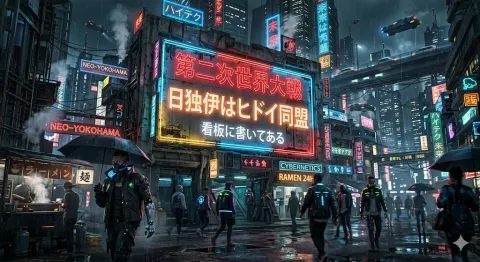 Cyberpunk Axis Alliance Sign