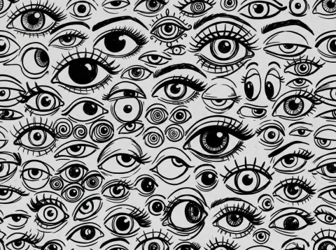 Black and White Hand Drawn Eyes