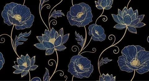 Luxurious Gold Line Floral Pattern