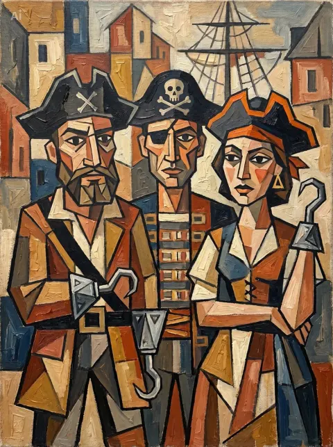 Cubist Pirates Oil Painting