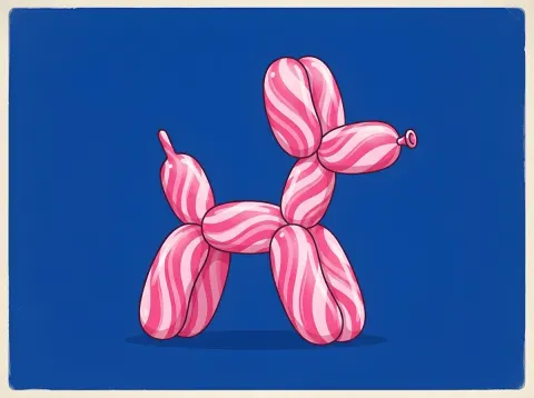 Retro Minimalist Balloon Dog Art