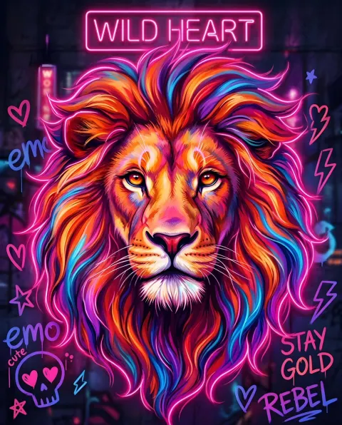 Majestic Lion Vibrant Portrait Art