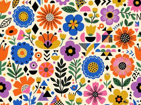 Vibrant Floral Geometric Pattern