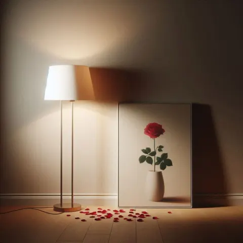 Minimalist Room with Rose Painting