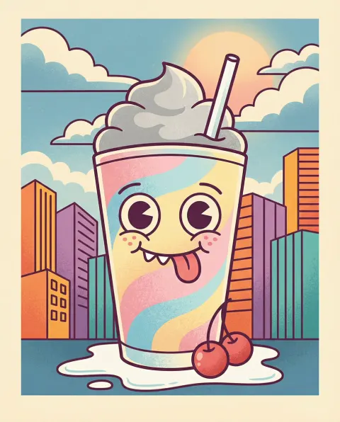 Cute Cartoon Milkshake Illustration