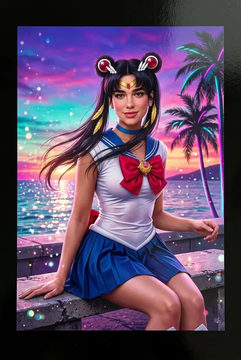 Realistic Sailor Moon Vaporwave Portrait