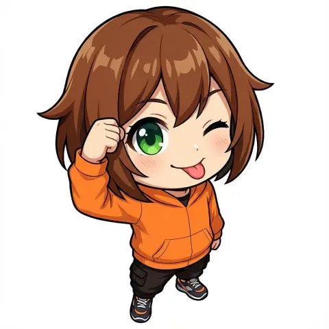 Chibi Girl Tehepero Wink Pose