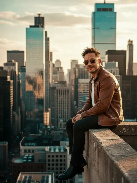 Cinematic Golden Hour Rooftop Portrait