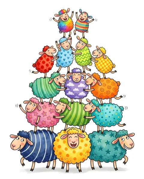 Playful Sheep Pyramid