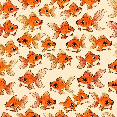Cute Cartoon Goldfish Pattern