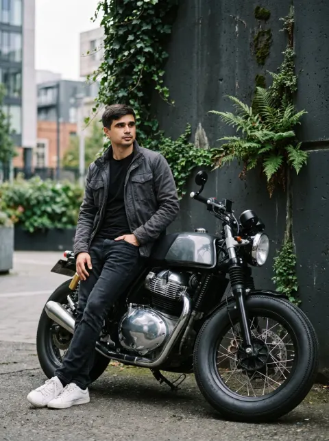 Edgy Motorcycle Street Portrait