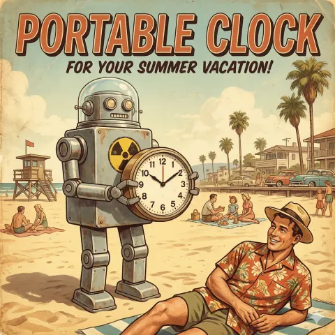 Retro Futurism Portable Clock Design