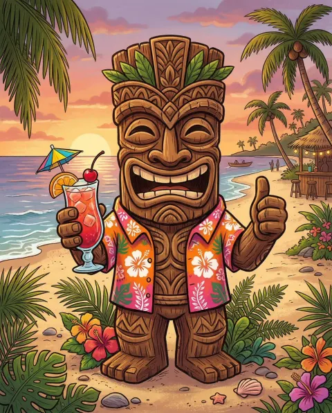 Tropical Tiki Statue Cocktail