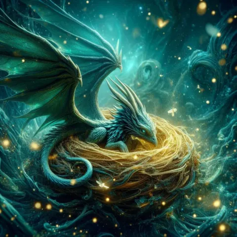 Magical Nest with Fairy Dragon in Forest