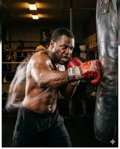 Powerful Right Hook Boxing Shot