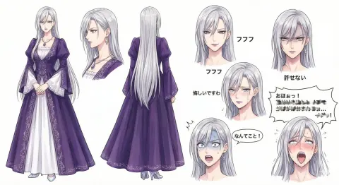 Villainess Expression Sheet Design