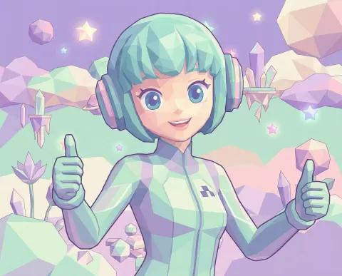 Pastel Low-Poly Geometric Character