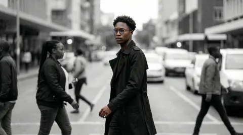 Cinematic Street Portrait Of Elegant Man