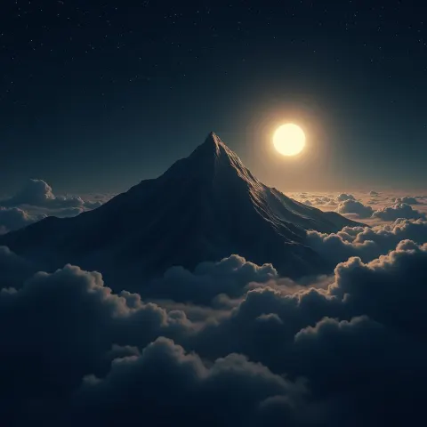 Silicon Mountain Under a Midnight Black Sky