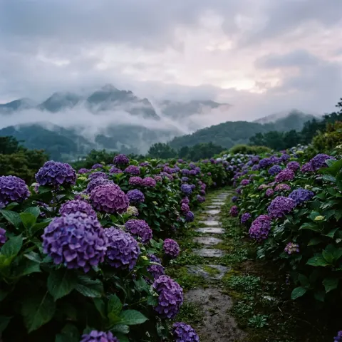 Misty Peaks Hydrangea Path