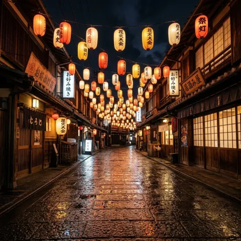 Rainy Lantern Festival Street Night