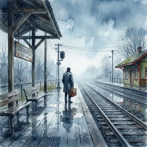 Rainy Station Watercolor