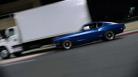 Midnight Blue Mustang Urban Speed Run
