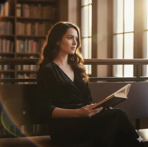 Golden Hour Library Cinematic Portrait
